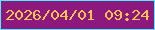 文字の大きさ：1、枠の色：49f2fc、背景の色：8d197f、文字の色：f7c451 無料ブログパーツのブログ時計