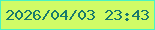 文字の大きさ：2、枠の色：49f3c2、背景の色：d0fc66、文字の色：19796c 無料ブログパーツのブログ時計