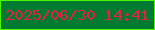 文字の大きさ：4、枠の色：49f701、背景の色：027a31、文字の色：ef1b41 無料ブログパーツのブログ時計
