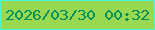 文字の大きさ：1、枠の色：49f8d6、背景の色：98d951、文字の色：04905b 無料ブログパーツのブログ時計