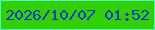 文字の大きさ：5、枠の色：49feb6、背景の色：34d007、文字の色：143dc5 無料ブログパーツのブログ時計