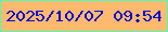 文字の大きさ：4、枠の色：49feb9、背景の色：fdb96d、文字の色：030ed1 無料ブログパーツのブログ時計