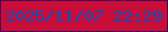 文字の大きさ：5、枠の色：4a035b、背景の色：c80e38、文字の色：024ec0 無料ブログパーツのブログ時計