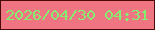 文字の大きさ：1、枠の色：4a0a09、背景の色：f07582、文字の色：86ed71 無料ブログパーツのブログ時計