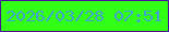 文字の大きさ：3、枠の色：4a109c、背景の色：31ff13、文字の色：42a1d1 無料ブログパーツのブログ時計
