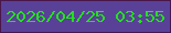文字の大きさ：4、枠の色：4a1749、背景の色：594198、文字の色：23e11f 無料ブログパーツのブログ時計