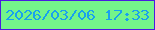 文字の大きさ：5、枠の色：4a1be0、背景の色：74f48a、文字の色：18a1ee 無料ブログパーツのブログ時計