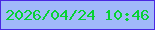 文字の大きさ：2、枠の色：4a28e2、背景の色：a1b9fa、文字の色：06d233 無料ブログパーツのブログ時計