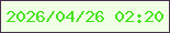 文字の大きさ：1、枠の色：4a2e4e、背景の色：f0ffe5、文字の色：46e31e 無料ブログパーツのブログ時計
