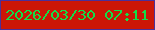 文字の大きさ：5、枠の色：4a309a、背景の色：cb1607、文字の色：12de48 無料ブログパーツのブログ時計