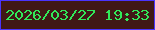 文字の大きさ：2、枠の色：4a34fd、背景の色：401816、文字の色：31e959 無料ブログパーツのブログ時計
