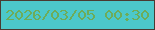文字の大きさ：5、枠の色：4a3a32、背景の色：4cc8cb、文字の色：6dac59 無料ブログパーツのブログ時計