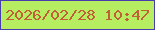文字の大きさ：5、枠の色：4a3eaf、背景の色：b7ee61、文字の色：c16037 無料ブログパーツのブログ時計