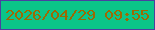 文字の大きさ：2、枠の色：4a40a0、背景の色：0bc588、文字の色：9c6903 無料ブログパーツのブログ時計
