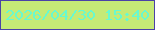 文字の大きさ：3、枠の色：4a42a7、背景の色：c5ea76、文字の色：68f9cf 無料ブログパーツのブログ時計