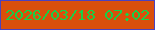 文字の大きさ：2、枠の色：4a42be、背景の色：d94f0b、文字の色：17d047 無料ブログパーツのブログ時計