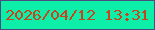 文字の大きさ：2、枠の色：4a4c7f、背景の色：0deea8、文字の色：c8431e 無料ブログパーツのブログ時計
