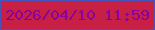 文字の大きさ：2、枠の色：4a52bc、背景の色：c81f45、文字の色：87019e 無料ブログパーツのブログ時計