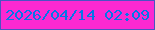文字の大きさ：2、枠の色：4a53c2、背景の色：fb29d1、文字の色：0476e8 無料ブログパーツのブログ時計