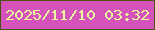 文字の大きさ：1、枠の色：4a540d、背景の色：d452b9、文字の色：eaf79b 無料ブログパーツのブログ時計