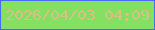 文字の大きさ：2、枠の色：4a6bf9、背景の色：84e061、文字の色：ddbd88 無料ブログパーツのブログ時計
