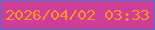 文字の大きさ：5、枠の色：4a71d1、背景の色：ce3e99、文字の色：f7941f 無料ブログパーツのブログ時計