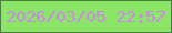 文字の大きさ：4、枠の色：4a7e40、背景の色：8be668、文字の色：cf84ee 無料ブログパーツのブログ時計
