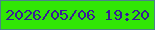 文字の大きさ：2、枠の色：4a8587、背景の色：31e705、文字の色：381d95 無料ブログパーツのブログ時計