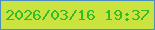 文字の大きさ：4、枠の色：4a8ec3、背景の色：cae33e、文字の色：34bb2d 無料ブログパーツのブログ時計