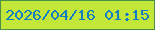 文字の大きさ：2、枠の色：4a8f45、背景の色：c2e738、文字の色：137dc3 無料ブログパーツのブログ時計