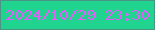 文字の大きさ：3、枠の色：4a9385、背景の色：20d490、文字の色：e55efc 無料ブログパーツのブログ時計