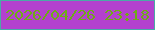 文字の大きさ：4、枠の色：4aaaa6、背景の色：b341ce、文字の色：6fab17 無料ブログパーツのブログ時計