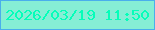 文字の大きさ：4、枠の色：4aaeec、背景の色：86eed5、文字の色：05feb9 無料ブログパーツのブログ時計