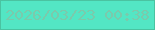 文字の大きさ：2、枠の色：4ac3a1、背景の色：53e6c4、文字の色：7acaac 無料ブログパーツのブログ時計