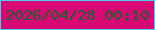 文字の大きさ：1、枠の色：4acdec、背景の色：d80875、文字の色：1a612e 無料ブログパーツのブログ時計