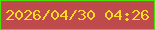 文字の大きさ：2、枠の色：4adf05、背景の色：bf4a4c、文字の色：ffda21 無料ブログパーツのブログ時計