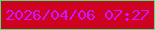 文字の大きさ：1、枠の色：4ae475、背景の色：d00221、文字の色：c619fd 無料ブログパーツのブログ時計