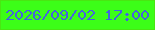 文字の大きさ：1、枠の色：4ae613、背景の色：3cfe18、文字の色：4464de 無料ブログパーツのブログ時計