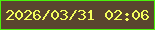 文字の大きさ：2、枠の色：4af00c、背景の色：59452e、文字の色：f3fe5c 無料ブログパーツのブログ時計