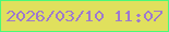 文字の大きさ：2、枠の色：4af97a、背景の色：e0e05d、文字の色：9e79ce 無料ブログパーツのブログ時計