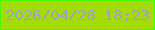 文字の大きさ：2、枠の色：4afa03、背景の色：a5dc08、文字の色：95a7c3 無料ブログパーツのブログ時計