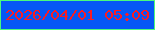 文字の大きさ：4、枠の色：4afa7c、背景の色：0657f5、文字の色：fa1c23 無料ブログパーツのブログ時計