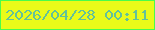 文字の大きさ：5、枠の色：4afc4b、背景の色：eafb19、文字の色：64c199 無料ブログパーツのブログ時計