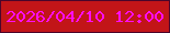 文字の大きさ：1、枠の色：4b052b、背景の色：c21518、文字の色：fe0df8 無料ブログパーツのブログ時計