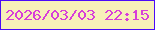 文字の大きさ：3、枠の色：4b0af9、背景の色：f7f0b9、文字の色：d73ed9 無料ブログパーツのブログ時計