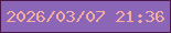 文字の大きさ：5、枠の色：4b174b、背景の色：8c66b6、文字の色：f5ad9f 無料ブログパーツのブログ時計
