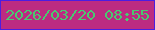 文字の大きさ：5、枠の色：4b1de1、背景の色：bc2b81、文字の色：49ca70 無料ブログパーツのブログ時計