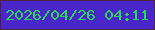 文字の大きさ：4、枠の色：4b233b、背景の色：4926ca、文字の色：2cd656 無料ブログパーツのブログ時計