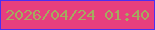 文字の大きさ：1、枠の色：4b2ff2、背景の色：e73f7e、文字の色：a4ac5e 無料ブログパーツのブログ時計