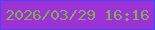 文字の大きさ：3、枠の色：4b44f6、背景の色：9d32d7、文字の色：86aa5d 無料ブログパーツのブログ時計